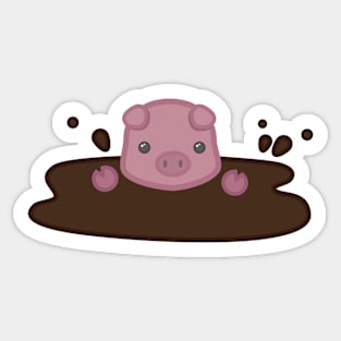 Pleasantly Plump Piggy in Mud Sticker